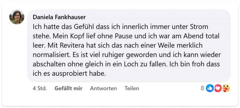 Facebook Kommentar Daniela Fankhauser: Stress und innere Ruhe