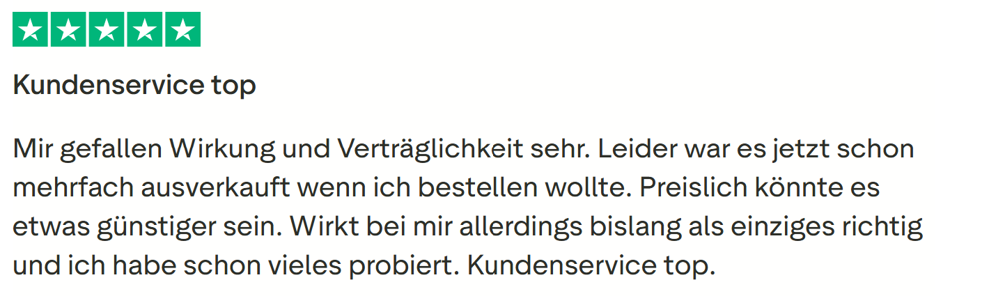 Trustpilot Bewertung - Oft ausverkauft