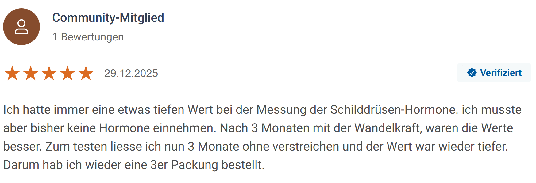 Erfahrungsbericht — Schilddrüsenwerte